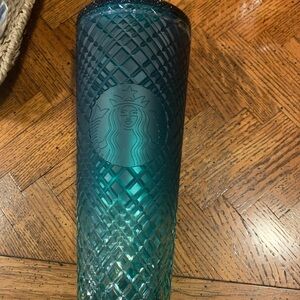 Starbucks teal tumbler with Geometric Design